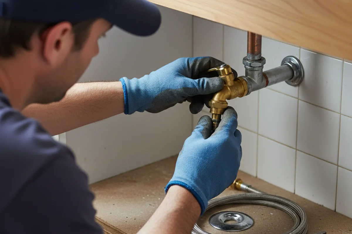 Shutoff valve and fitting work during Burst Pipe Repair in Exeter